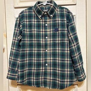 Properly Tied Classic Flannel Boys Button Down Cream, Blue & Green Shirt